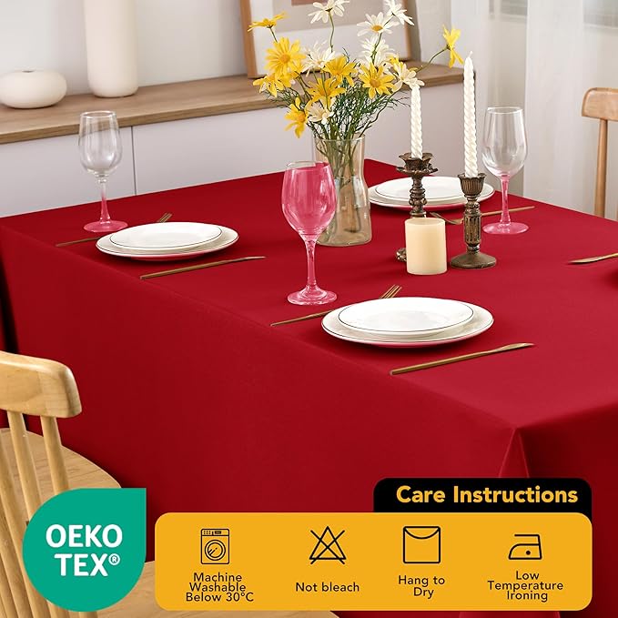 10-Pack Red Tablecloths for Rectangle Tables, 70 x 120 Inches, Stain-Resistant Polyester Fabric for 6 Foot Tables - Washable Table Covers for Weddings, Banquets, Birthday Parties, Events