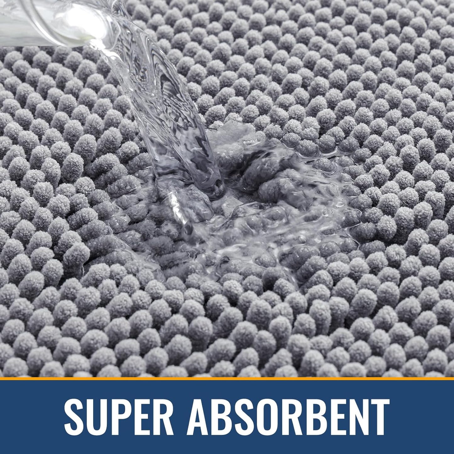 Arotive Bathroom Rugs 59x35, Extra Soft Absorbent Shaggy Chenille Bath Rugs, Machine Washable Rubber Backing Non-Slip Bath Mats for Bathroom Floor Tub and Shower, Home Decor Accessories, Grey