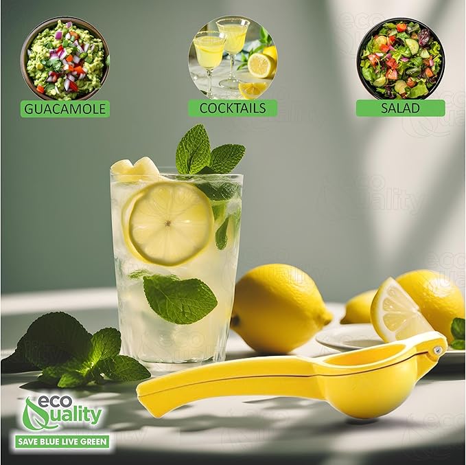 EcoQuality Heavy Duty Handheld Yellow Citrus Juice Squeezer Premium Lemon, Lime & Orange Press for Maximum Extraction Easy to Use, Durable and Rust Resistant Metal Manual Juicer (6)