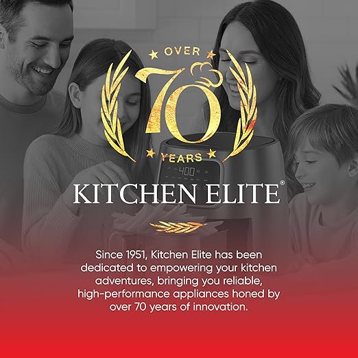 Kitchen Elite 5.5 Qt. Digital Air Fryer, Countertop Cooker with LED Screen, Presets for Air Fry, Roast, Dehydrate, Defrost and Reheat, Grey