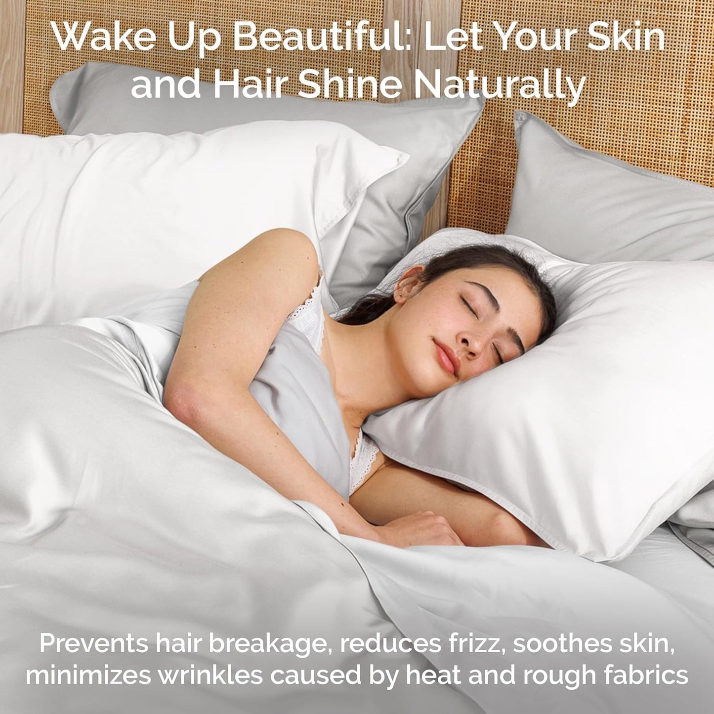 100% Viscose from Bamboo Sheets California King Size, Super Soft Bedding Set, 4PC Cooling Sheets for Hot Sleepers, Vegan Silk Moisture Wicking, Organically Grown Bedsheet, White - 72" x 84"