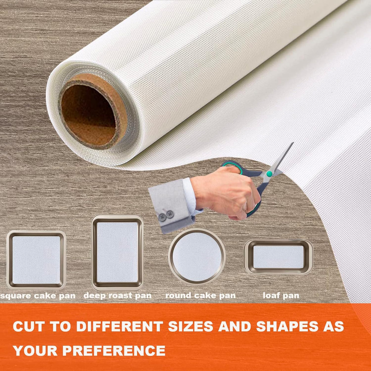 Silicone Baking Mat Roll, Cut to Size Silicone Mat, Non-slip Silicone Pastry Mat, Non-Stick Reusable Air Fryer Liner, Counter Mat, Oven Liner, Freeze Dryer Mat - 16IN x 8FT