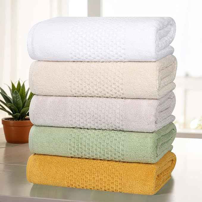 Superior Playa Zero Twist Cotton Medium Weight Towels, for Guest Bath, Bathroom, Shower, Spa, Plush, Quick Dry, Ultra-Soft Towels, Bath Essentials, Waffle Textured, 3 Piece Assorted Towel Set, Silver
