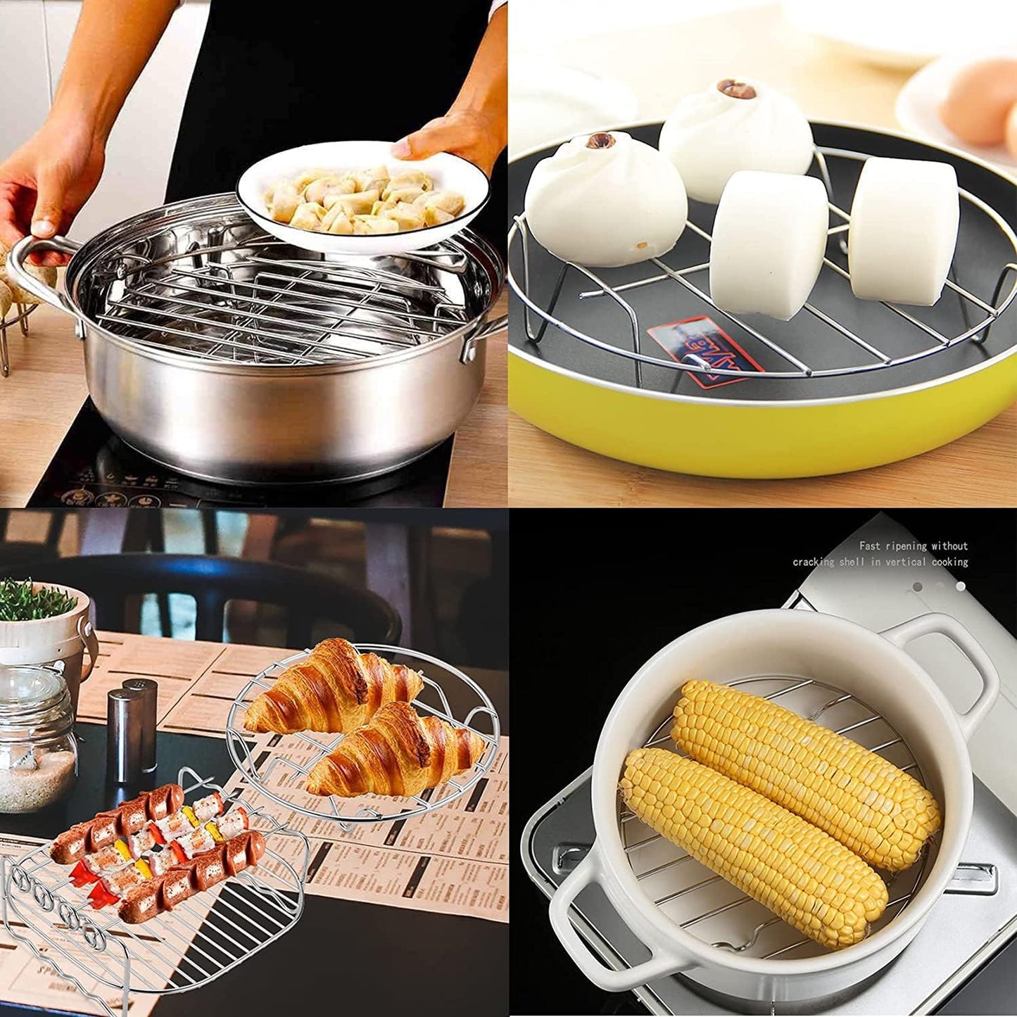 3.9" Round Cooking Rack Versatile Stainless Steel Grid Grill Steamer Rack, Fits Air Fryer Pot Pressure Cooker Canning