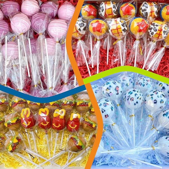 100 Count 6 INCH White Paper Lollipop Sticks,Cake Pop Sticks,Sucker Sticks for Cookies,Rainbow Candy,Chocolate,Cake Topper(Dia 4mm)