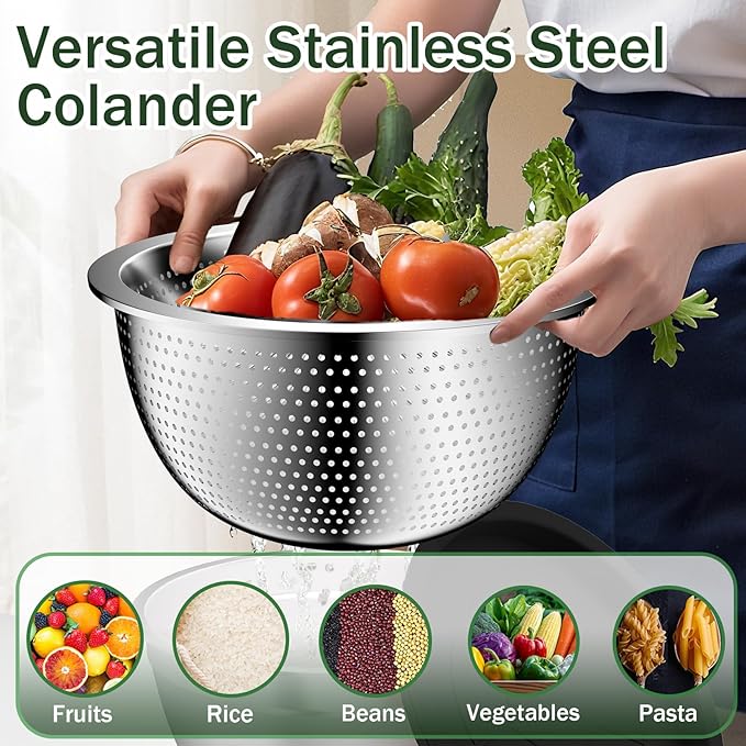 Mixing Bowls with Lids Set, 16PCS Stainless Steel Mixing Bowls,Nesting Storage Bowls for Kitchen with Mixing Bowls Set, Colander, Strainer & Grater , Metal Salad Bowl for Kitchen Gadgets , Cream