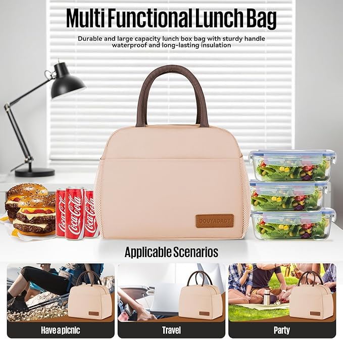 douyadady Lunch Bag Women/Men Lunch Box Women/Men (beige)