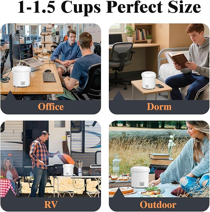 Rice Cooker Small 1-1.5 Cups Uncooked(3 Cups Cooked), Mini Rice Cooker with Removable Nonstick Pot, One Touch&Keep Warm Function, Travel Rice Cooker for Soup Grain Oatmeal Veggie, White