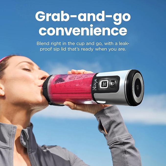 Ninja BC151CR Blast Portable Blender, Cordless, 18oz. Vessel, Personal Blender-for Shakes & Smoothies, BPA Free, Leakproof-Lid & Sip Spout, USB-C Rechargeable, Dishwasher Safe Parts, Cranberry Red