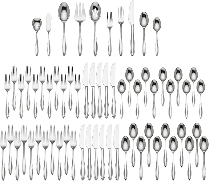 Lenox Sculpt 65-Piece Flatware Set, Metallic