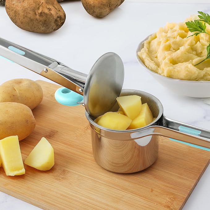 Zulay Kitchen Large 15oz Potato Ricer, Heavy Duty Stainless Steel Potato Masher and Ricer for Mashed Potatoes, Mashed Potato Masher & Potato Press Gadget for Perfect Mashed Potatoes - Turquoise