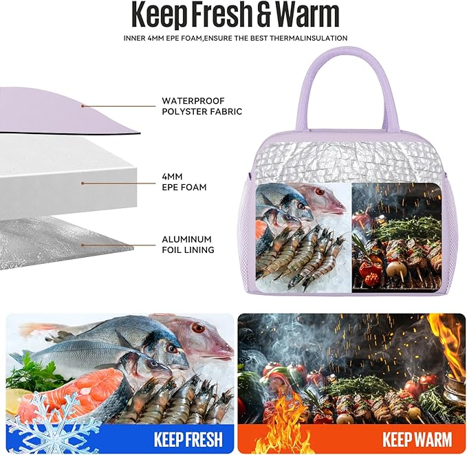 douyadady Lunch Bag Women/Men Lunch Box Women/Men (Lavender)
