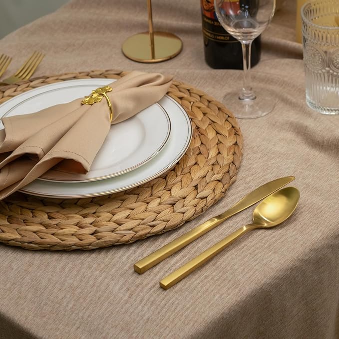 Alata Cube Matte Gold 40-Piece Flatware Set, Forged Cutlery Set, Service for 8, Stainless Steel Tableware with Square Handle for Home/Restaurant, Dishwasher Safe