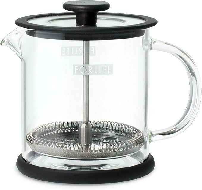 FORLIFE Cafe Style Glass Coffee/Tea Press, 16-Ounce, Black