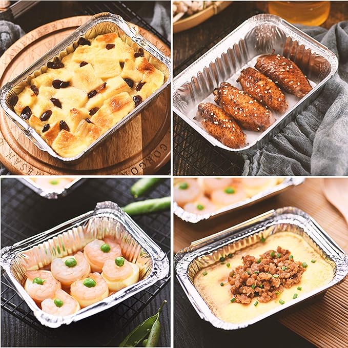Waytiffer (50 Pack) 1Lb mini Loaf Pans Heavy Duty Disposable Aluminum Foil Bread Tins Standard Size 6" X 3.5" X 2.5" Oven Safe Sturdy Small Bread Tin Pans 1 Pound Loaf Pans
