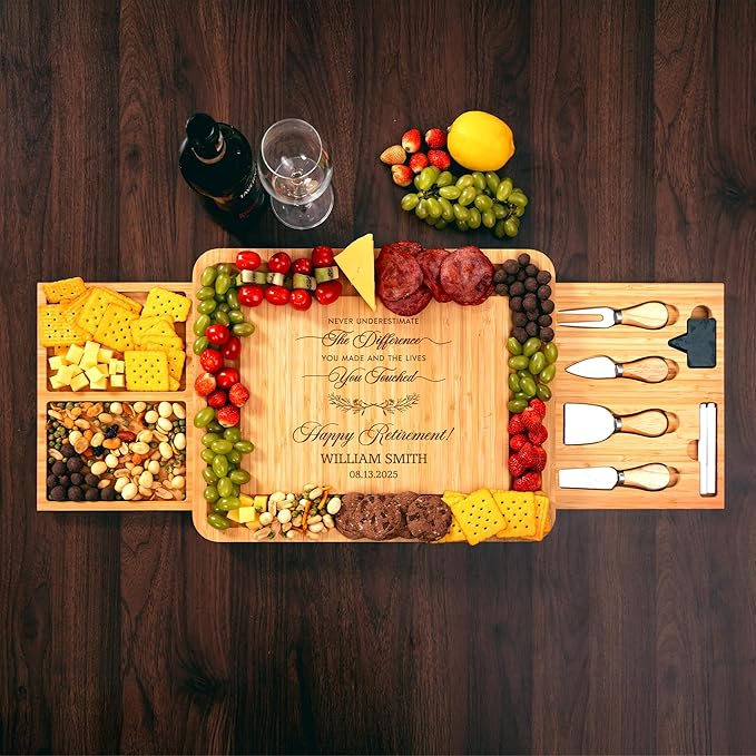 Personalized Retirement Charcuterie Board, Employee Appreciation Cheese Board - Retirement Gifts for Coworker, Farewell Gifts for Boss, Leader