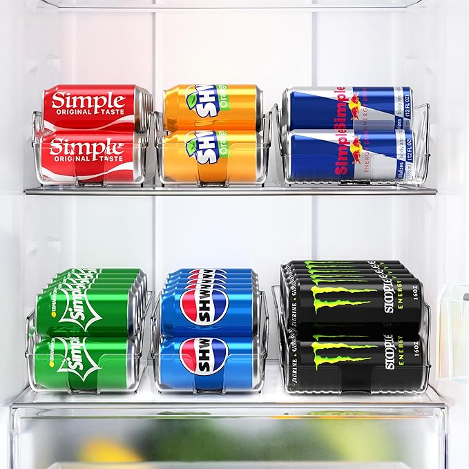 Simple Houseware Assorted Can Organizer for Refrigerator/Pantry, Set of 4, Clear