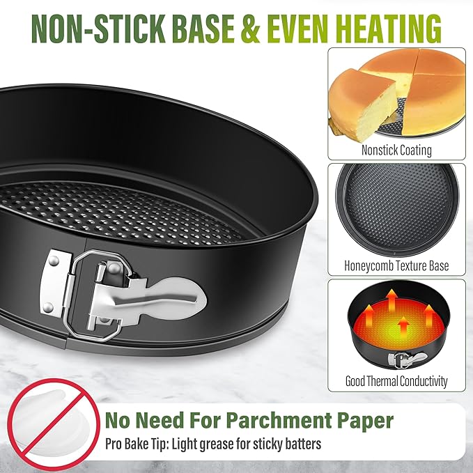 Vakoo 7 Inch Springform Pan - Nonstick, Leakproof Cheesecake Pan for Baking, Easy Release, No Parchment Paper Needed