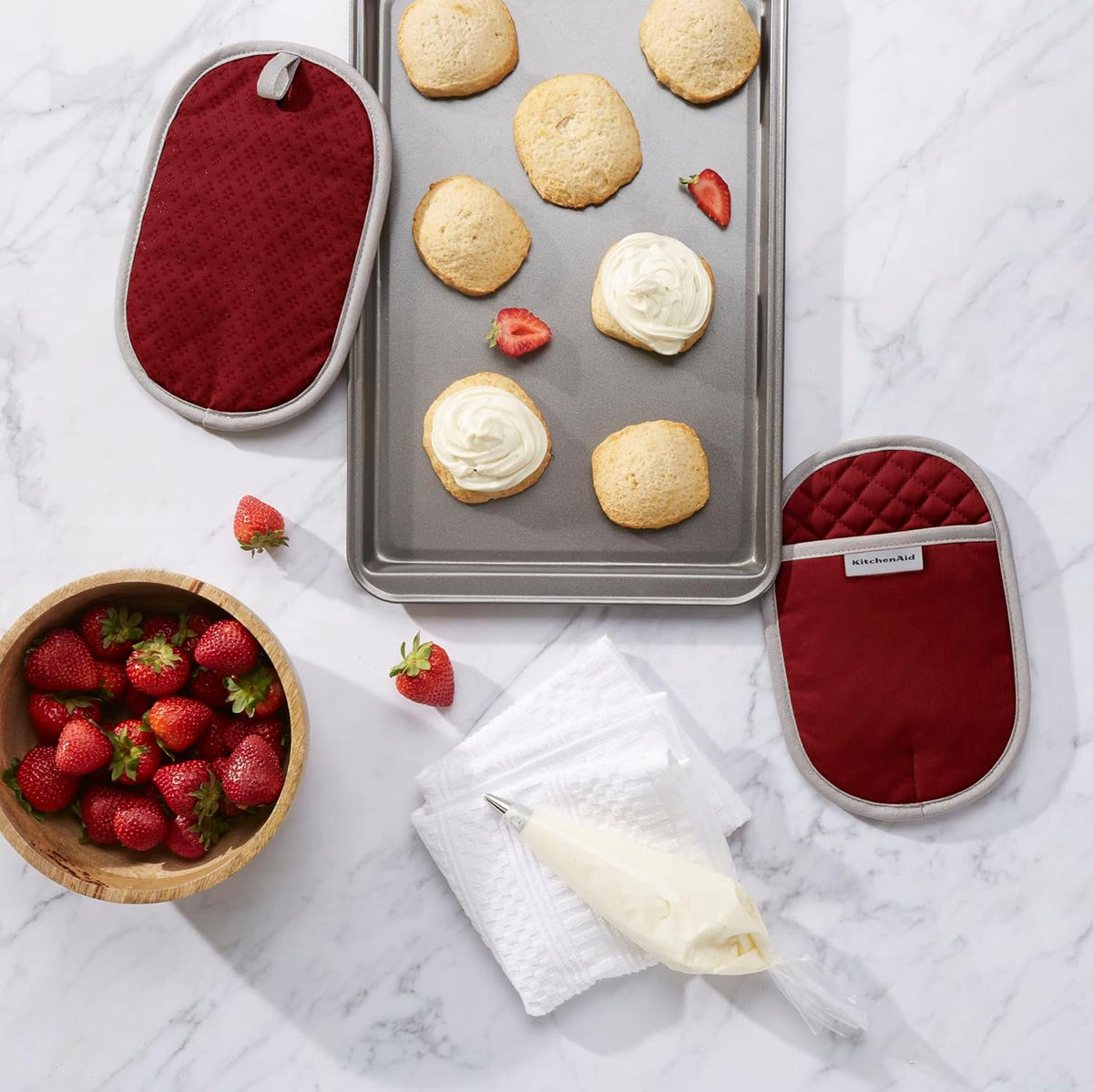 KitchenAid Asteroid Pot Holder 2-Pack Set, Smoked Paprika Red, 6.5"x10"