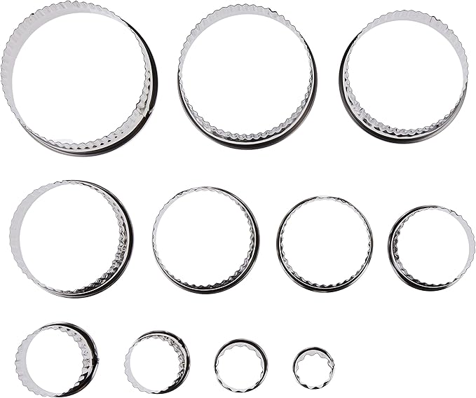 Ateco Fluted Edge Round Cutters in Graduated Sizes, Stainless Steel, 11 Pc Set