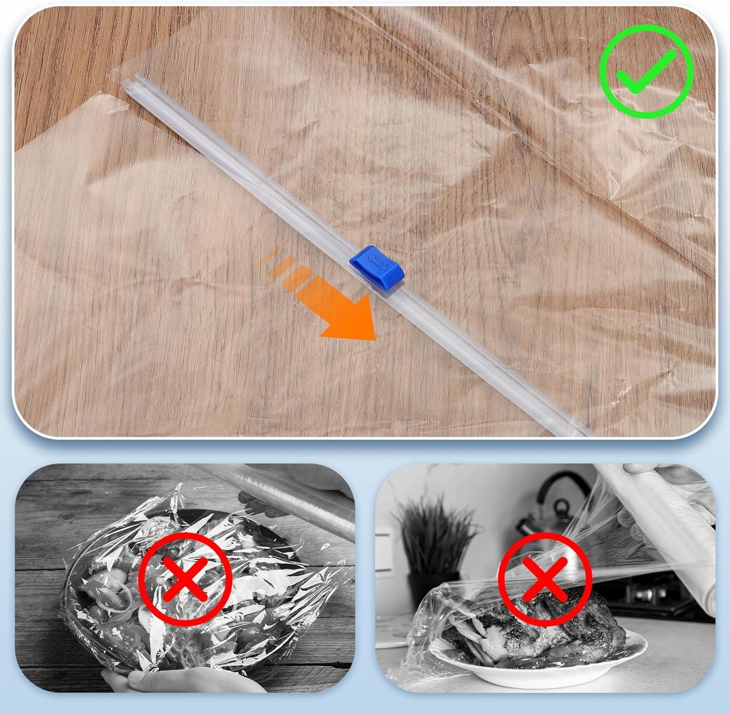 PATIKIL 12pcs Plastic Wrap Cutter, 14in Plastic Wrap Slide Cutter Self Adhesive Installation Replacement for Aluminum Foil Wax Paper Parchment Paper Wrap Dispenser, Blue