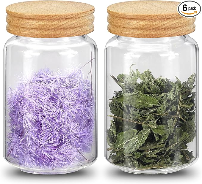 Small Glass Jars with Airtight Lid Seasoning Containers Glass Spice Jar Food Pantry Storage Containers for Kitchen Sugar Tea Coffee Bean Nuts Cookies Herbs Salt (23oz(700ml)*2pack)