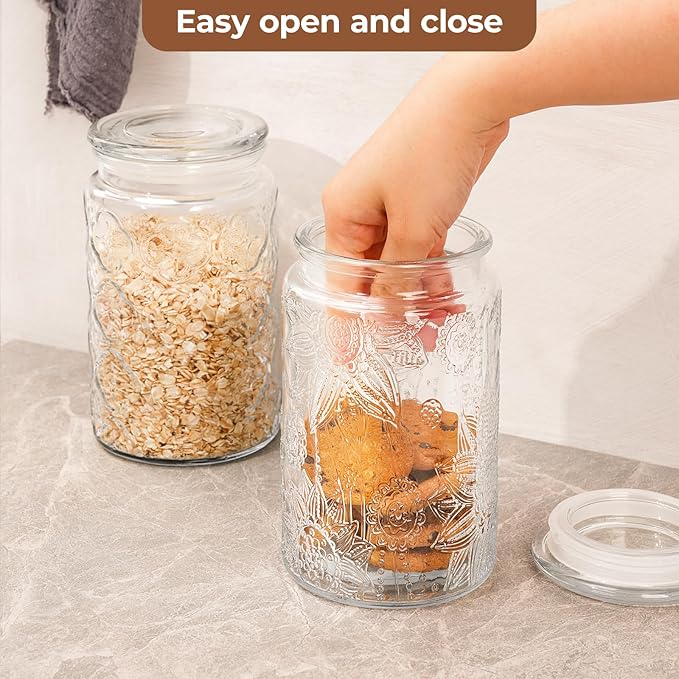 Adodeen 24oz Wide Mouth Mason Jars, 3-Pack Glass Jars With Lids, Pickle Canning Jars For Candy, Sugar, Coffee, Tea, Spice, Cookie, Dishwasher Safe