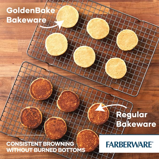 Farberware GoldenBake Nonstick Baking Sheet and Pizza Crisper Pan Set, 2 Piece, Gray (Pack of 2)