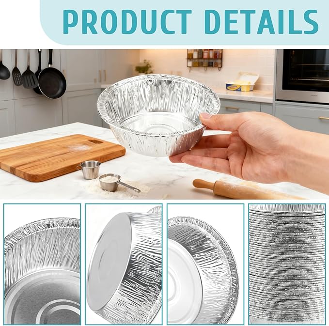150 Pack 5" Round Tart Pie Foil Pans Disposable Aluminum Foil Tart & Pie Tins for Baking,Cooking,Storage or Reheating