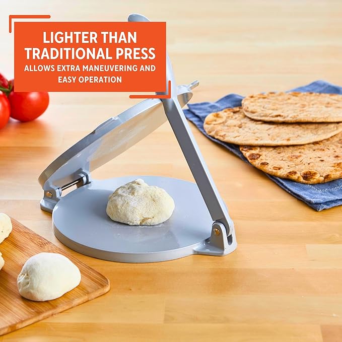 IMUSA USA MEXI-86005 6" Easy to Use Aluminum Tortilla Press, Silver,Gray