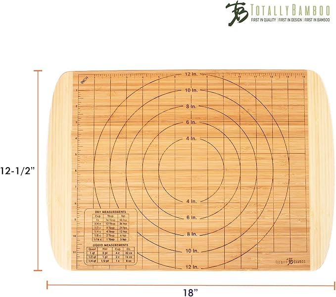Totally Bamboo Reversible Baker's Board and Carving Butcher Block with Juice Grooves