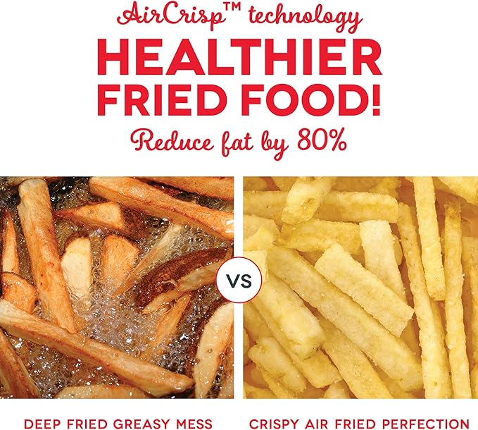 Dash Compact Air Fryer - Healthy Cooking with Auto Shut-Off Feature, Adjustable Temperature Control & Nonstick Fry Basket - Has AirCrisp® Technology - 2 Quart - Red