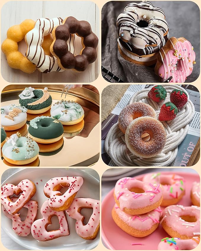 Silicone Donut Pan 3pcs Non-Stick Doughnuts Baking Pans for Donuts, 6 Cavity Heritage Bundtlette Cake Silicone Mold for Baking (Orange+Pink+Purple)