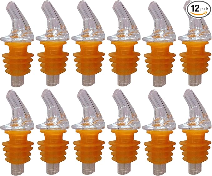 1 Dozen Large Amber Cork Free-Pour Spout - Great for Wide-Neck Liquor Bottles, Including 1.75 Liter Bottles