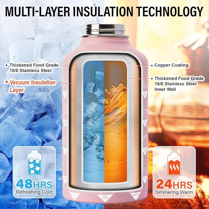 DYSANKY National Parks Water Bottle – 64 oz Insulated Stainless Steel Bottle with 63 Hand-Drawn Park Stickers, Carrier Bag, Strap & Gift Box – BPA-Free – Ideal for Hiking, Camping & Travel