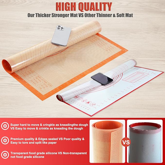 Silicone Pastry Mat 36x24 Inch Extra Large Baking Mat, Nonstick Kitchen Counter Kneading Board, Perfect for Dough, Pastry, Dough Rolling, Fondant, Pie Crust, Fondant, Cookies, Bread, Pasta, Pizza