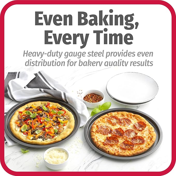 GoodCook Set of 4 Nonstick Steel 10 Inch Personal Pizza Pans Set, Gray
