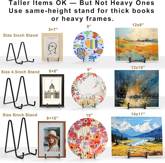 3Inch 3Pack Picture Easels for Display, Metal Decorative Plate Stand, White Picture Holder Stand, Picture Frame Stands for Display, Picture Frame Stand - Plate Display Stands Stand for Sign,Book