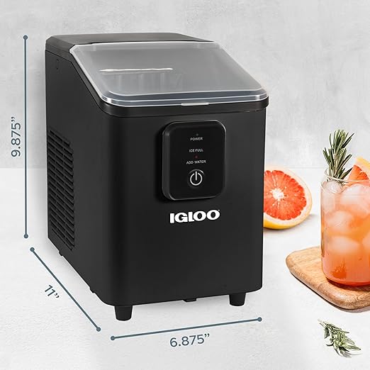 Igloo Portable Ice Maker with Scoop & Basket- Ice Maker with LED Control Panel & 1.5 Quart Water Tank-Ice Cube Maker Produces 26 Lbs. of Ice in 24 Hours With 8 Large or Small Cubes In 7 Minutes- Black