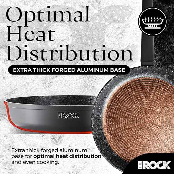 THE ROCK SOHO 15Pcs Cookware Set – Pots and Pans Set Non Stick with ROCK.TEC – Compact for Urban Kitchens, Nothing Sticks, Never Warps, Lasts Longer, Induction & Dishwasher Safe, Black