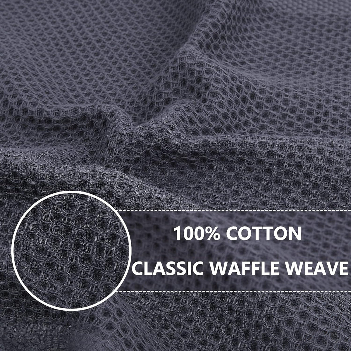 Homaxy 100% Cotton Waffle Weave Kitchen Dish Cloths, Ultra Soft Absorbent Quick Drying Dish Towels, 12 x 12 Inches, 24-Pack, Dark Grey