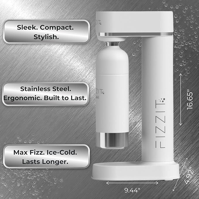 Fizzit Spärklï Carbonated Water Soda Maker | Stainless Steel Bottle | 12pk Drink Mix Variety Pack | FIZZ & FLAVOR BUNDLE