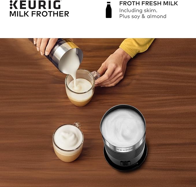 Keurig Standalone Frother Works Non-Dairy Milk, Hot and Cold Frothing, 6 Oz, Black