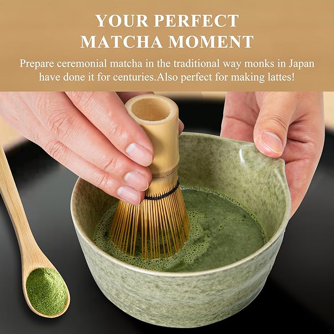 Matcha Whisk Set Pink, Matcha Making Kit Whisk (Chasen Holder), Ceramic Whisk Holder, Bamboo Scoop, Powder Starter Sifter, Spoon Japanese Tea Tools For Ceremony Gift