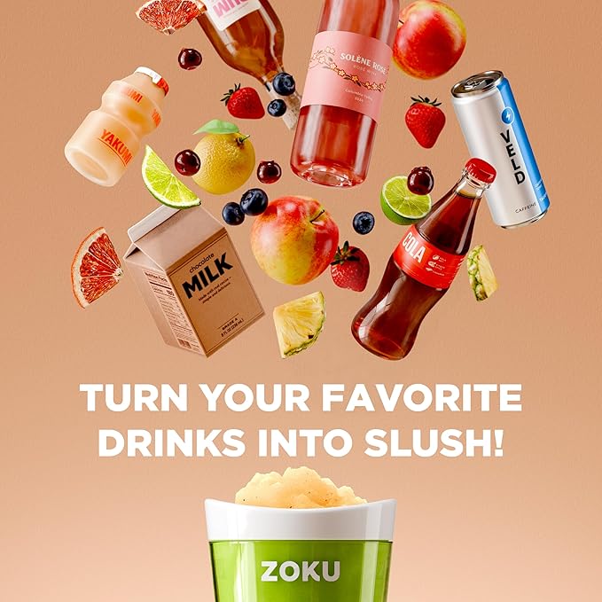 ZOKU Original Slush and Shake Maker, Compact Make and Serve Cup with Freezer Core Creates Single-Serving Smoothies, Slushies and Milkshakes in Minutes, BPA-free, Green
