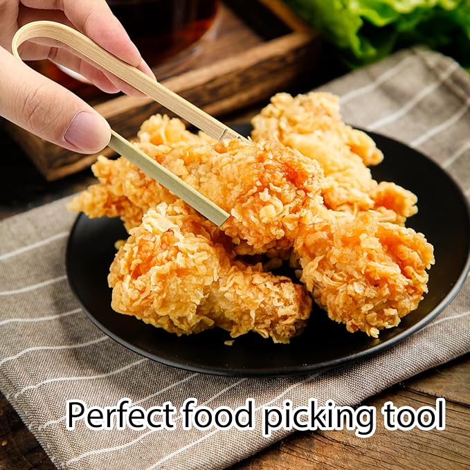 20 Pcs Mini Bamboo Tongs, Disposable Wooden Tongs for Charcuterie,Toast, Bread, Pickles,Tea, Natural Bamboo Cooking Utensilsfor Catering, Buffet, Wedding Parties Supplies(3.94 Inch)