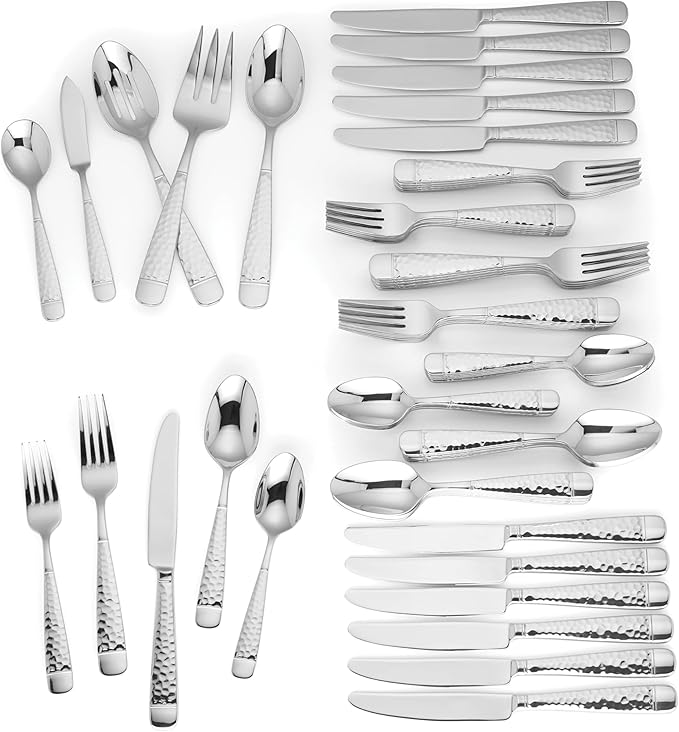 Lenox Eastwood 65-Piece Flatware Set, 12.45 LB, Metallic