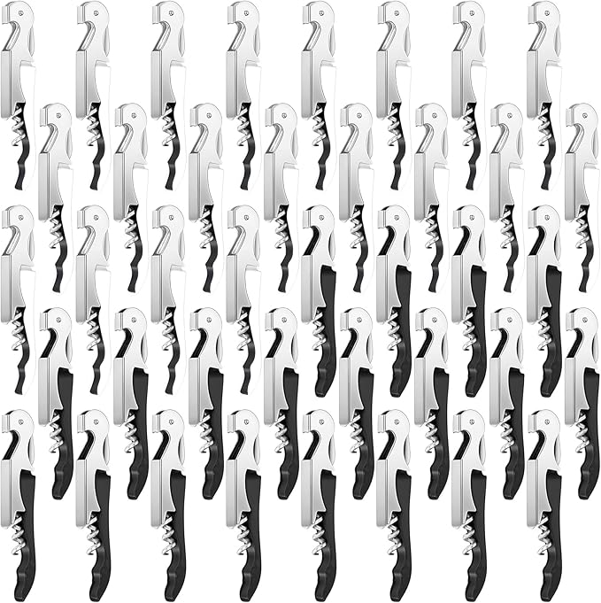 Honoson 40 Pcs Wine Key Opener Corkscrew Bottle Wine Opener Waiter Metal Heavy Beer Corkscrew Serrated Foil Cutter Key for Home Restaurants Bars Waiter Bartenders (Black,White)