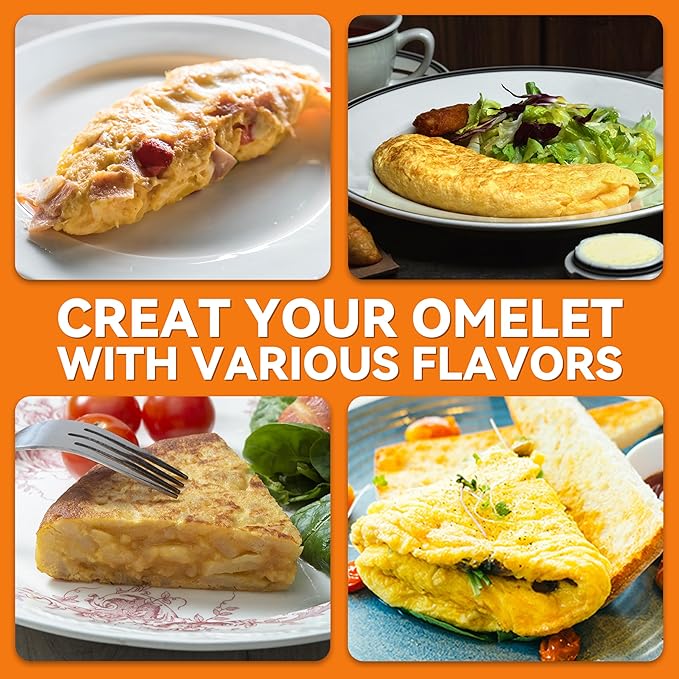 Baker’s Friend Omelette Maker Electric, Omelette Cooking Surfaces Nonstick, Frittata Pan & Egg Pan, Double Sided Pan for Breakfast, Individual Flip Omelette Makers Electric, Graphite
