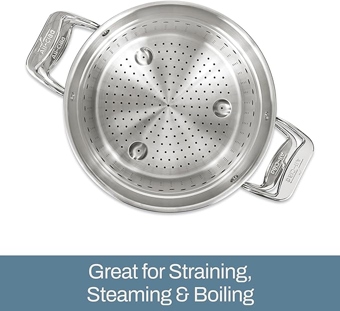 All-Clad Stockpot 12 qt Stainless Steel Multipot With Insert & Lid, Stainless Steel Pot, Induction, Oven Broiler Safe 600F Skillet, Professional Cookware, Silver